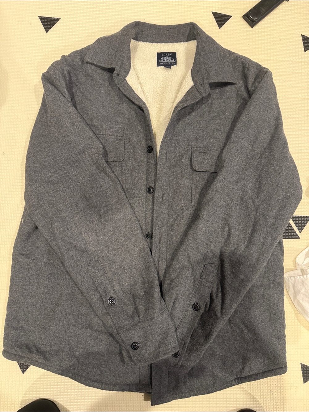J. Crew Factory Gray Sherpa-Lined Shirt Jacket